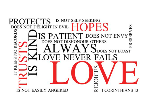 Love is patient, love is kind. Using 1 Corinthians 13 to model love.